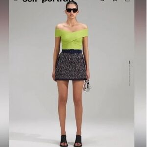 Self Portrait Lurex Knit Off the‎ Shoulder Top